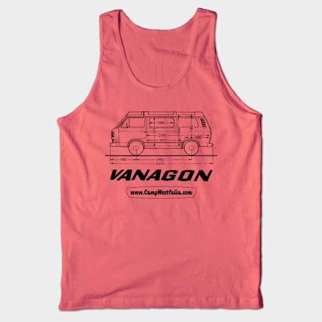 Vanagon Technical Drawing, light Tank Top by CampWestfalia